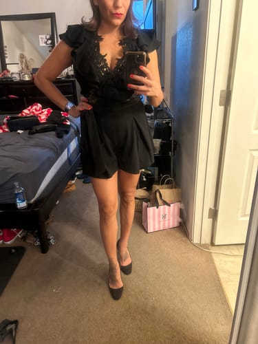 Customer photo review of Jada Black Crochet Lace Romper