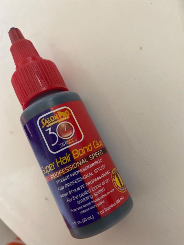 Customer photo review of Salon Pro 30 Sec Hair Bonding Glue 1 oz, 2 oz, 4 oz