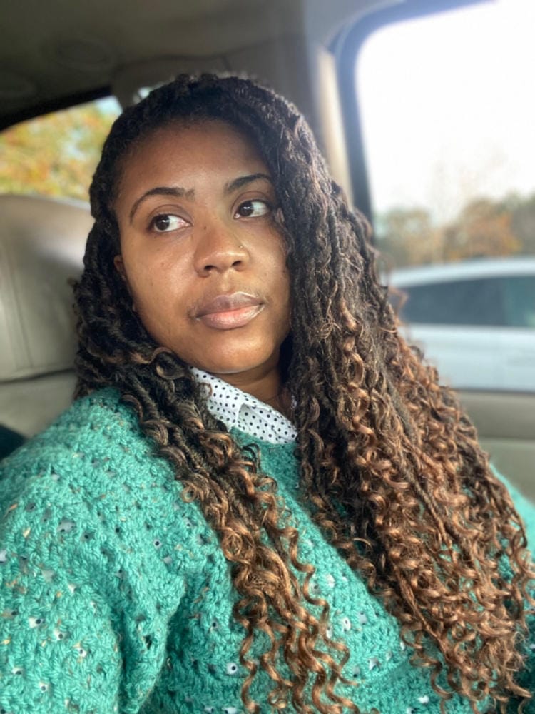 Customer photo review of Freetress Synthetic Crochet Braid - BOHO HIPPIE LOC 20"