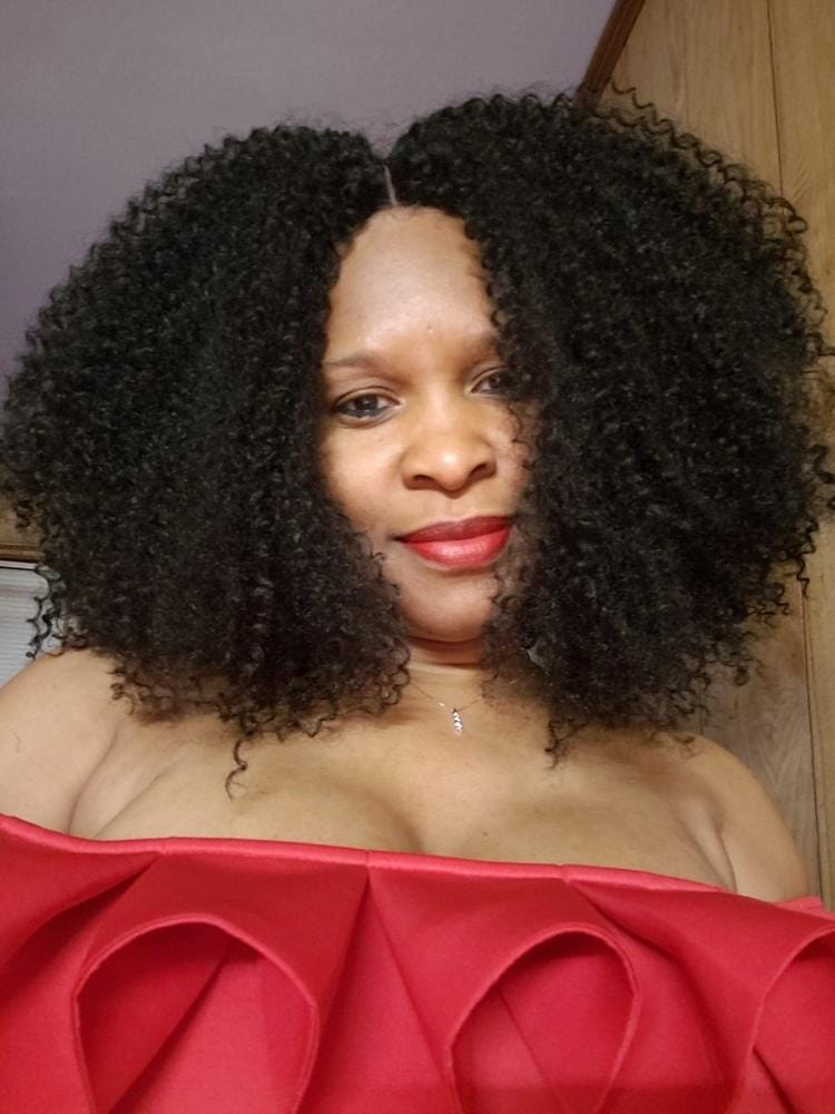 Customer photo review of Sensationnel Empress Curls Kinks & CO Textured Synthetic Lace Front Wig GAME CHANGER