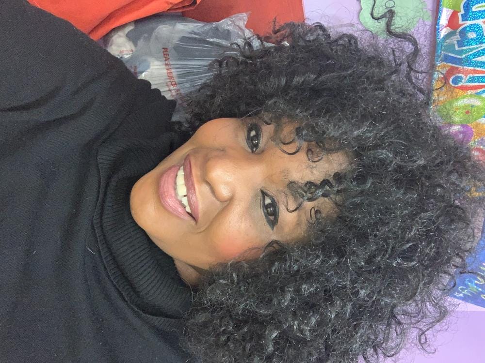 Customer photo review of Sensationnel Empress Curls Kinks & CO Textured Synthetic Lace Front Wig GAME CHANGER