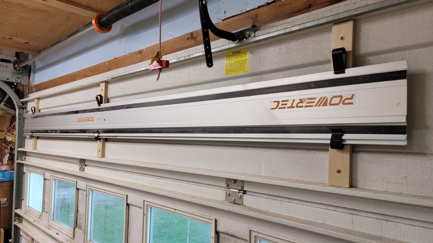 Customer photo review of Garage Door/Wall Mount Brackets for Track Saw Guide Rails