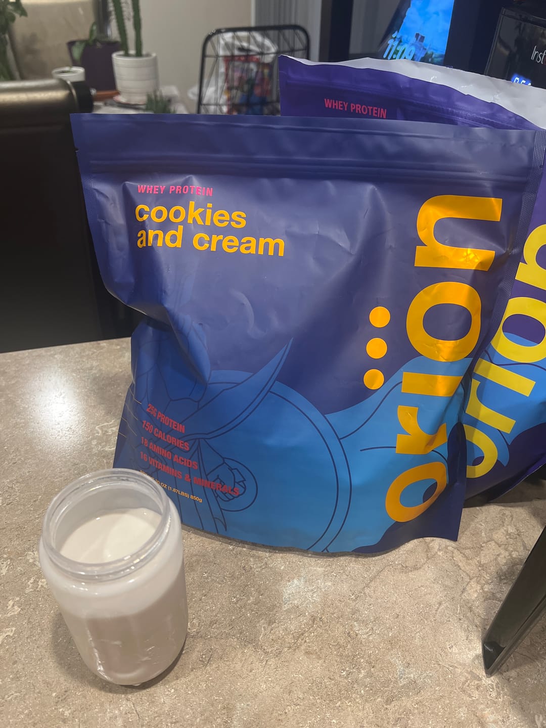 Customer photo review of Orion's Premium Cookies & Cream Whey Protein