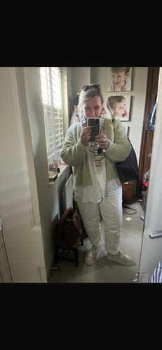 Customer photo review of The Staple Cardigan - Pistachio