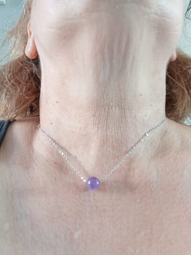 Customer photo review of Collier à perle d'améthyste en acier inoxydable