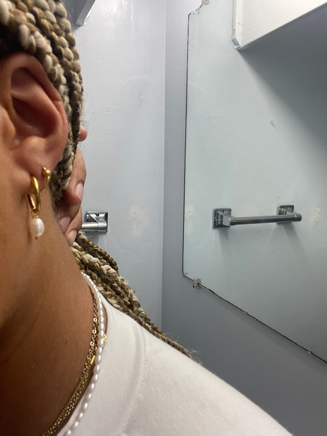 Customer photo review of Freshwater Pearl Bella Hoop Earrings