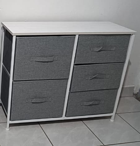 Customer photo review of Mueble Cajonera Buro Organizador 5 Cajones Tela Moderno Negro