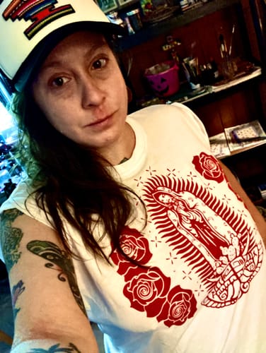 Customer photo review of Guadalupana Flowy Muscle Tank