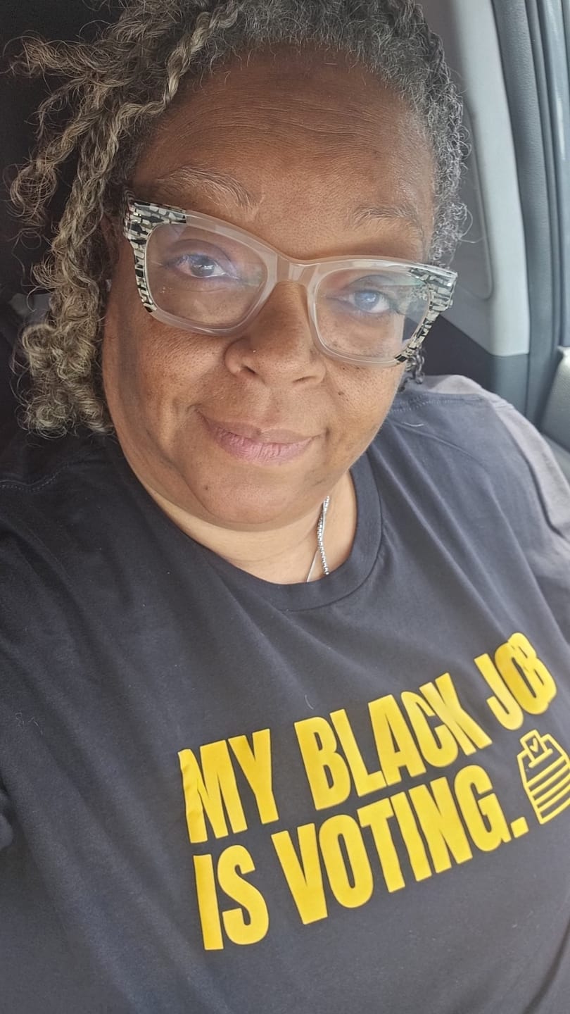 Customer photo review of My Black Job is Voting Unisex Tee (D9 Edition)
