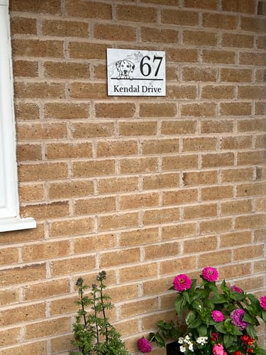 Customer photo review of House number marble look - Personalised Door Sign