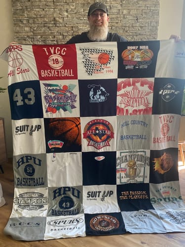 T-shirt quilt featuring spurs by Andrea from TX
