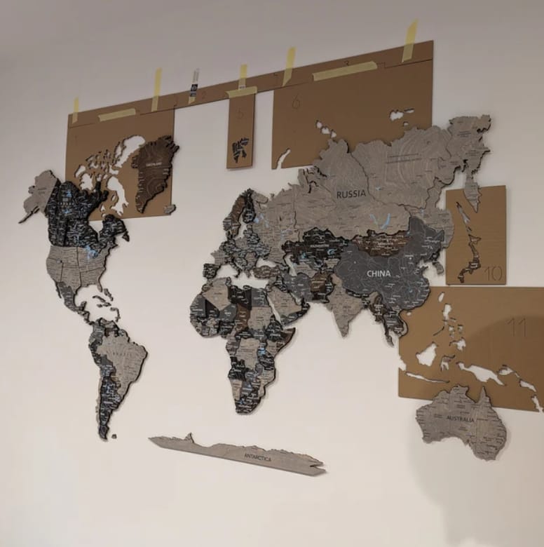 Customer photo review of Wood World Map -Loft