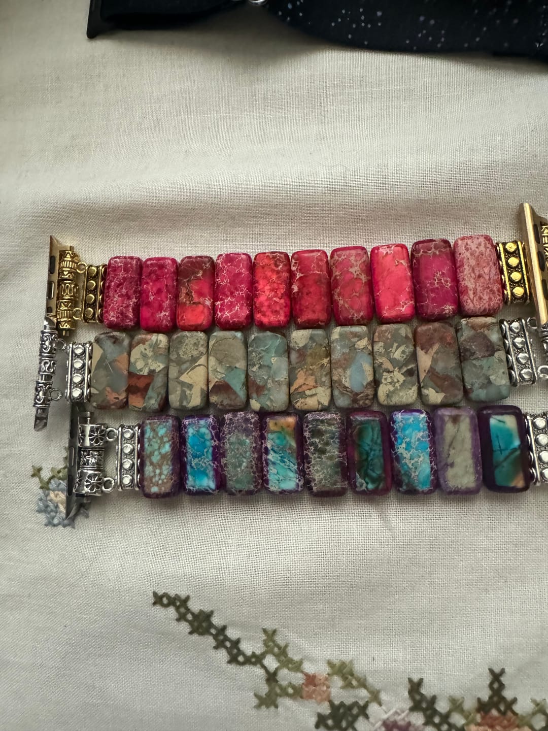 Customer photo review of Majestic Tibetan Jasper Stretch Apple Watch Strap