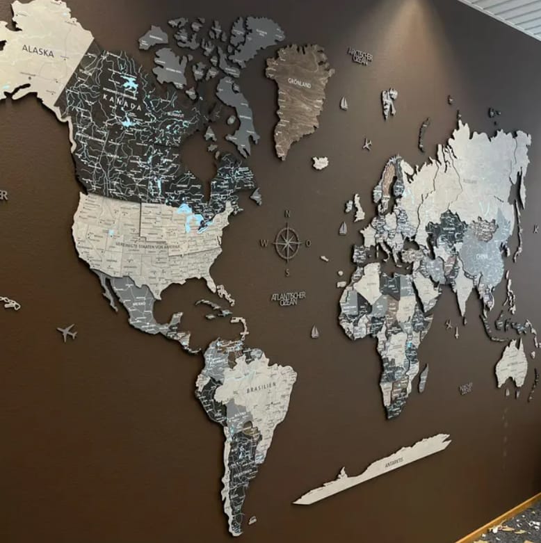 Customer photo review of Wood World Map -Loft
