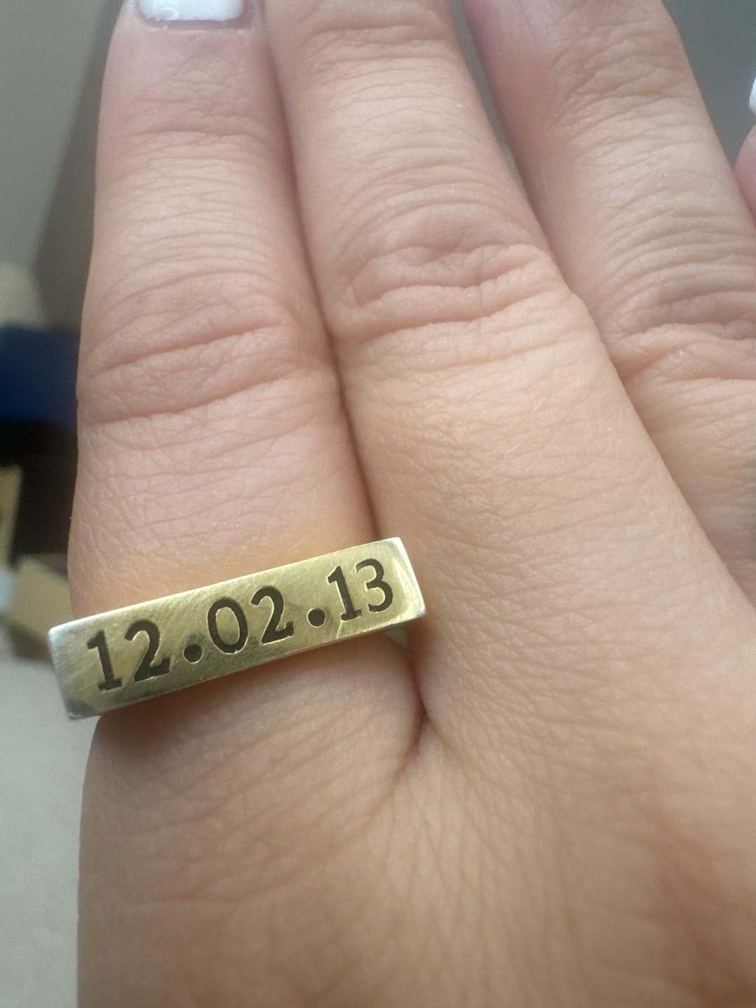 Customer photo review of Engraved Name Ring