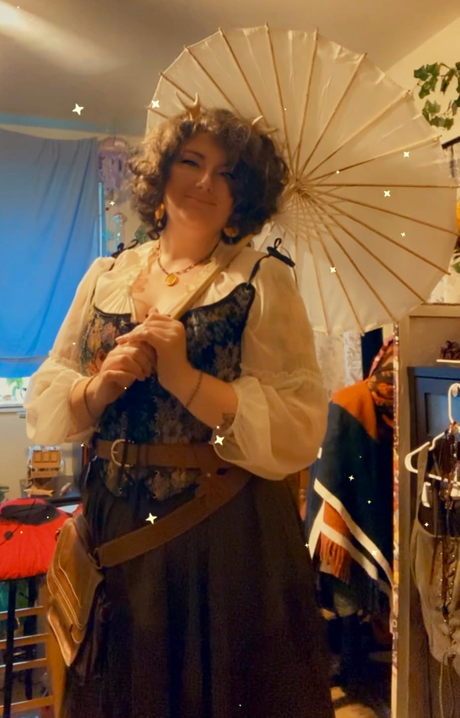 Customer photo review of 28" Beige / Ivory Parasol Umbrella, Premium Nylon with Elegant Handle