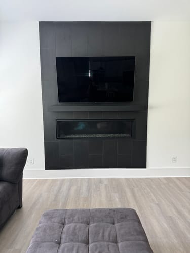 Customer photo review of Custom Metal Floating Mantel Shelf: Non-Combustible, 25+ Finishes, Any Size