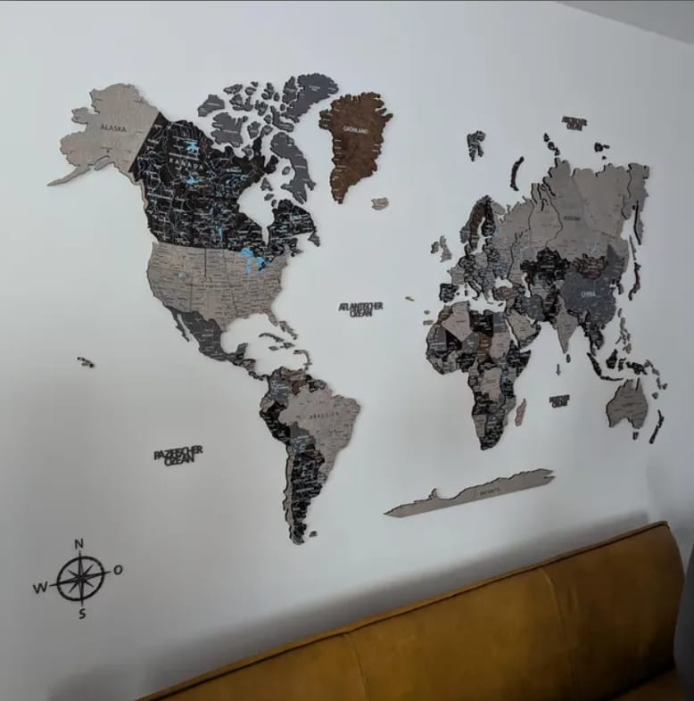 Customer photo review of Wood World Map -Loft