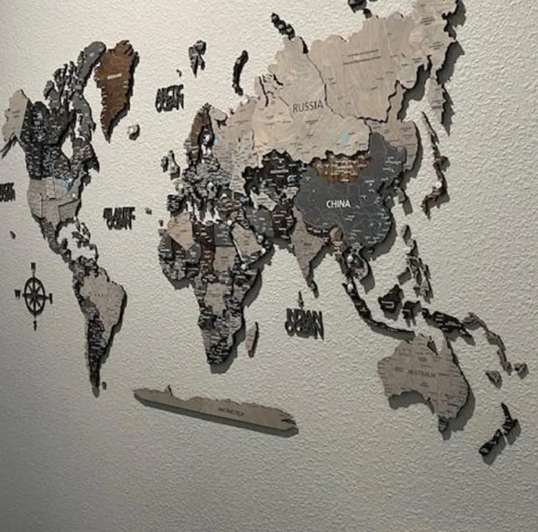 Customer photo review of Wood World Map -Loft