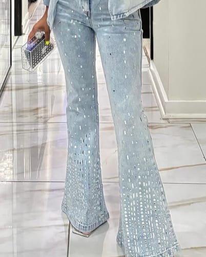 Customer photo review of High Rise Embellished Boot Cut Flared Jeans - Popstar Version