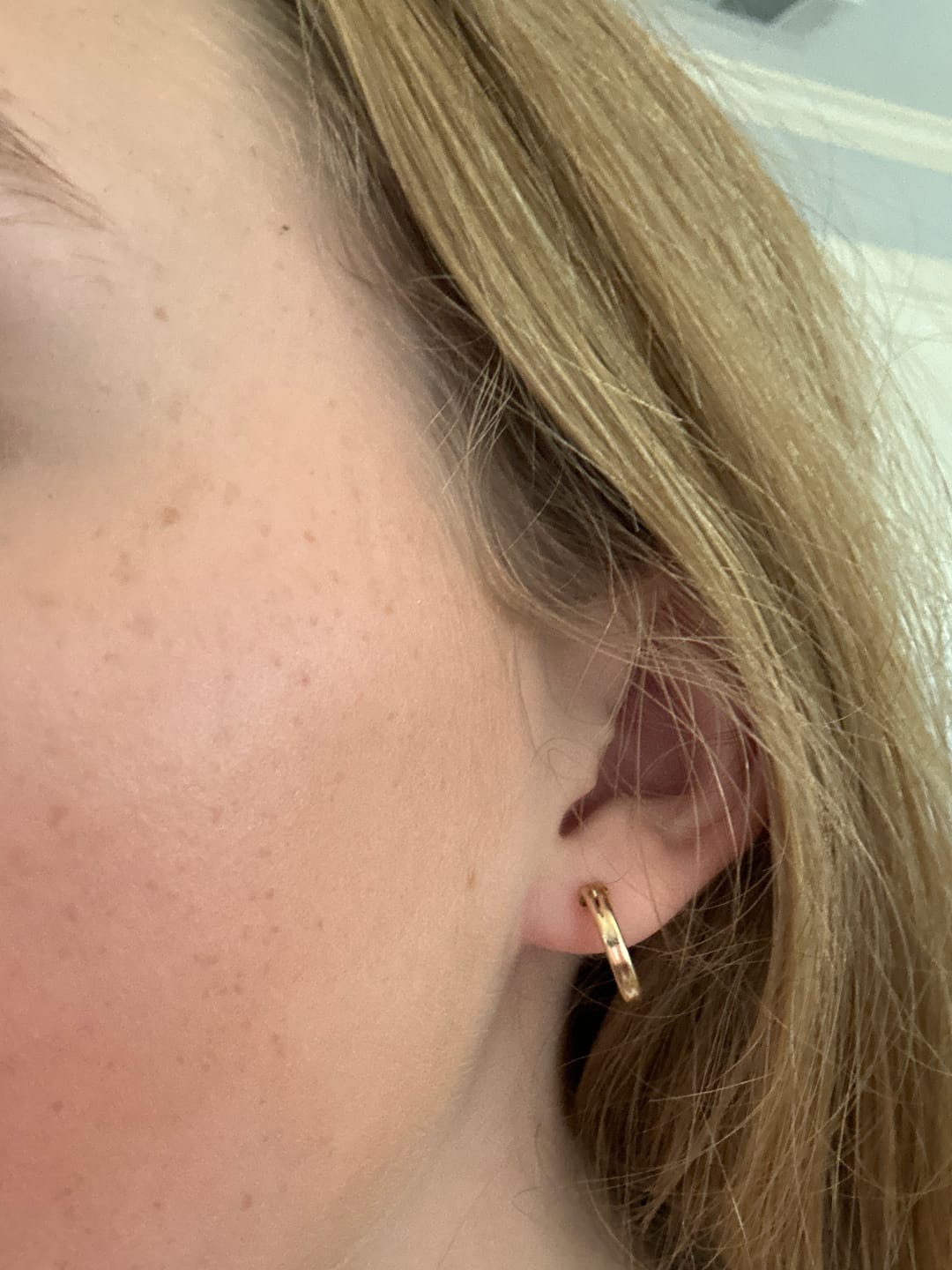 Customer photo review of Mini Gold Filled Hoops