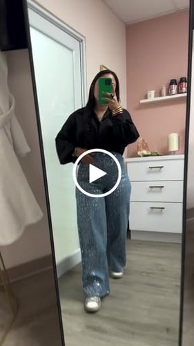 Customer video review of High Rise Wide Leg Sequins Jeans - Isabella