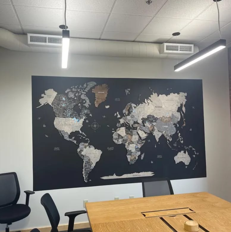 Customer photo review of Wood World Map -Loft