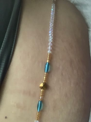 Customer photo review of *Rare Find* Forget Me Not Lux African Waist Bead- Select 5 for 50% off at checkout