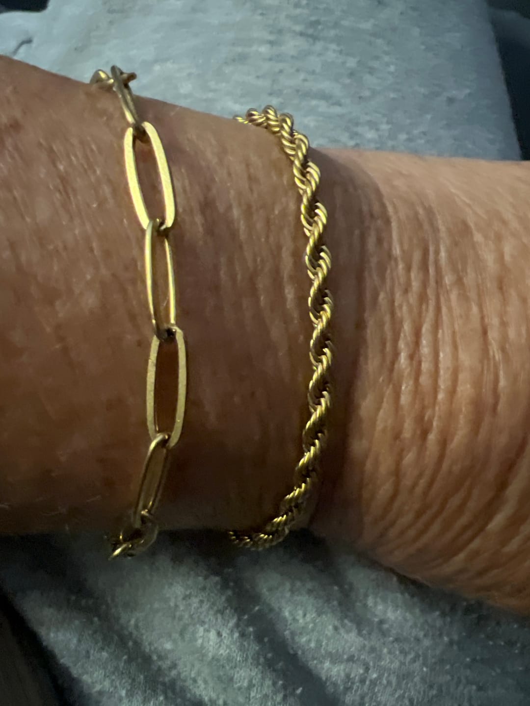 Customer photo review of Paperclip Gold Bracelet