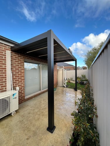 Customer photo review of Baltic Motorised Wall Mounted  Louvre Roof Aluminium Pergola