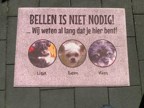 Customer photo review of Foto met naamplaatje - Gepersonaliseerde deurmat
