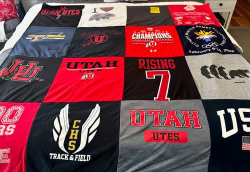 T-shirt quilt featuring utah utes by Erin from UT