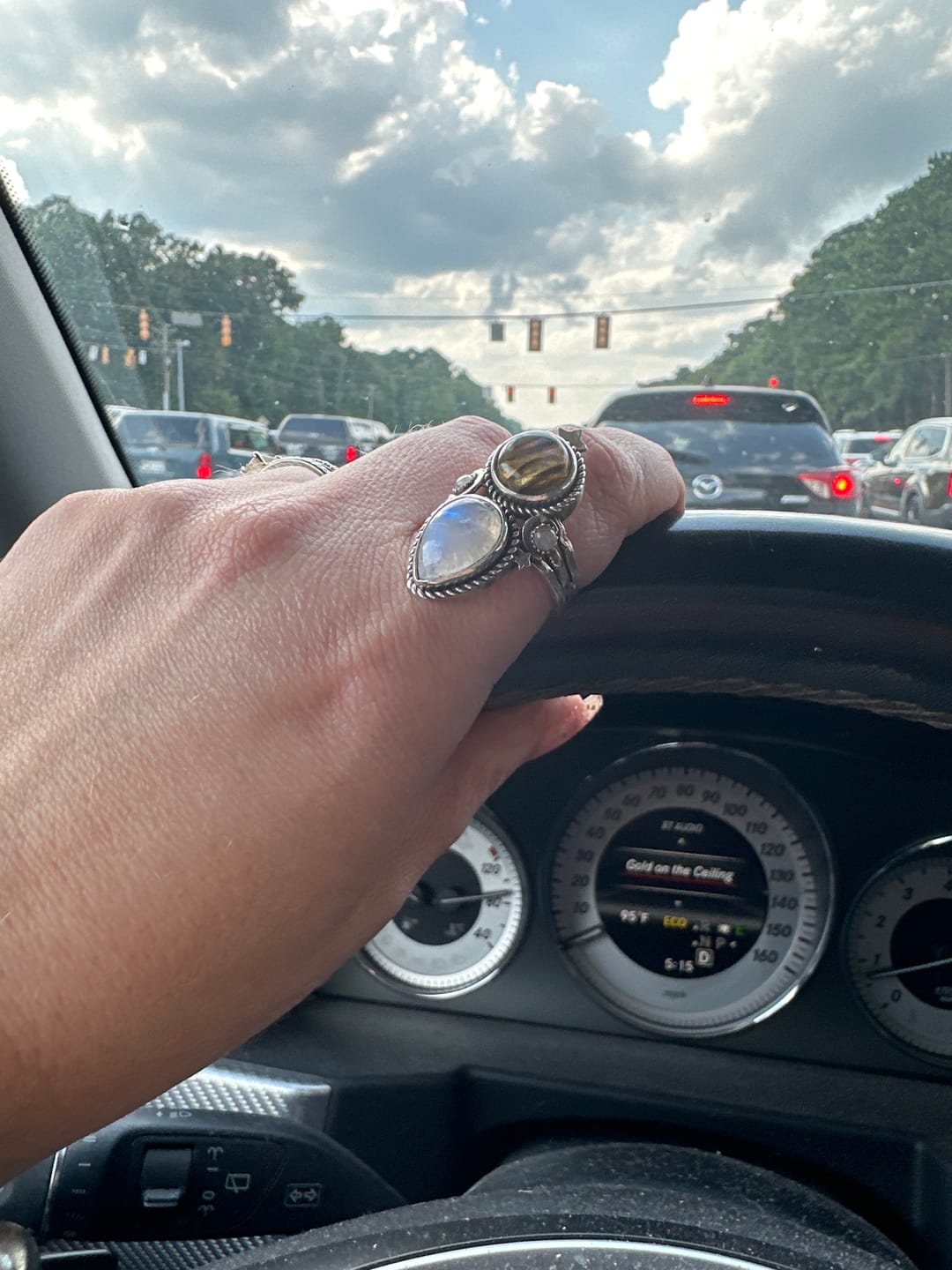 Customer photo review of Celestial Moonstone and Labradorite Silver Ring