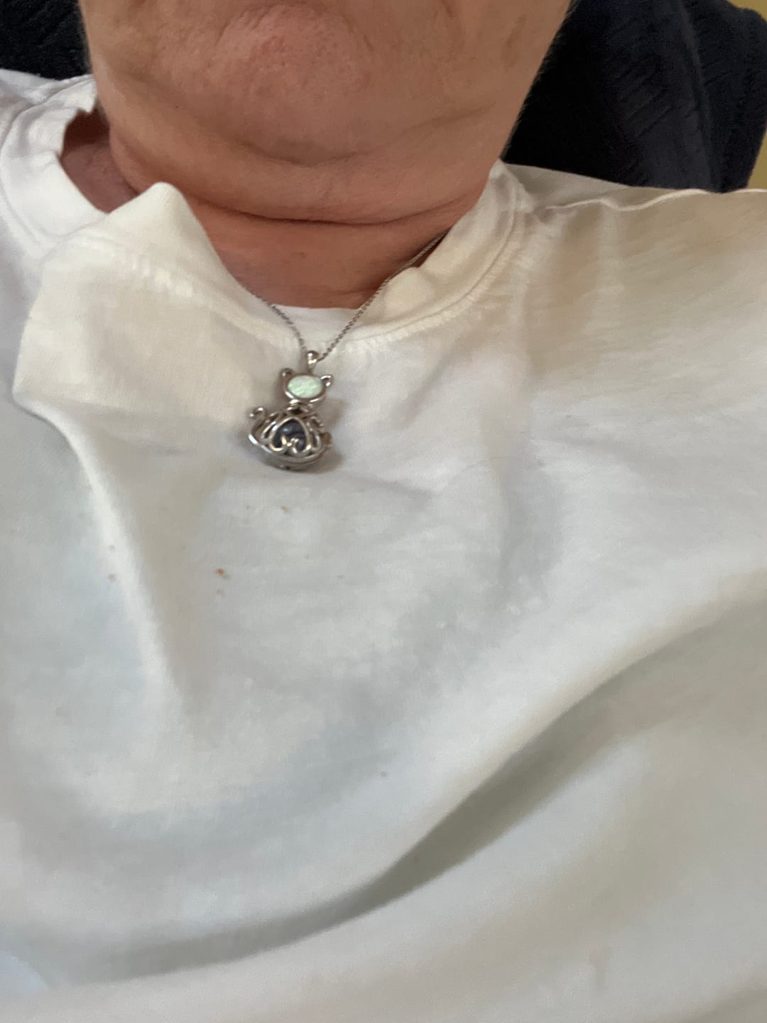 Customer photo review of Opal Cat Pendant with 10mm Ash Marble