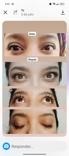 Customer photo review of Suero para pestañas y cejas