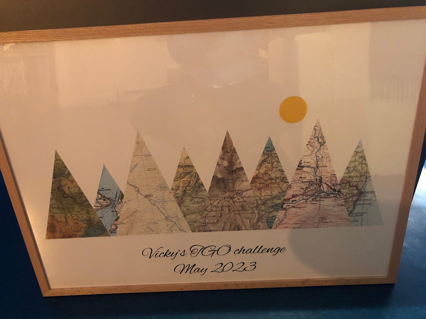 Customer photo review of Personalised Travel Map Mountain Print