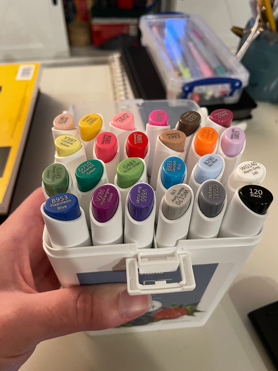 Customer photo review of Ohuhu Kaala Slim Broad and Fine Dual Tips Alcohol Art Markers - 24 Basic Colors