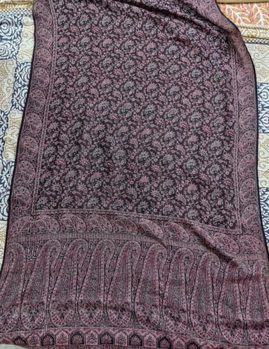 Customer photo review of Pashtush Women'S Jamawar Shawl, Faux Pashmina Blue