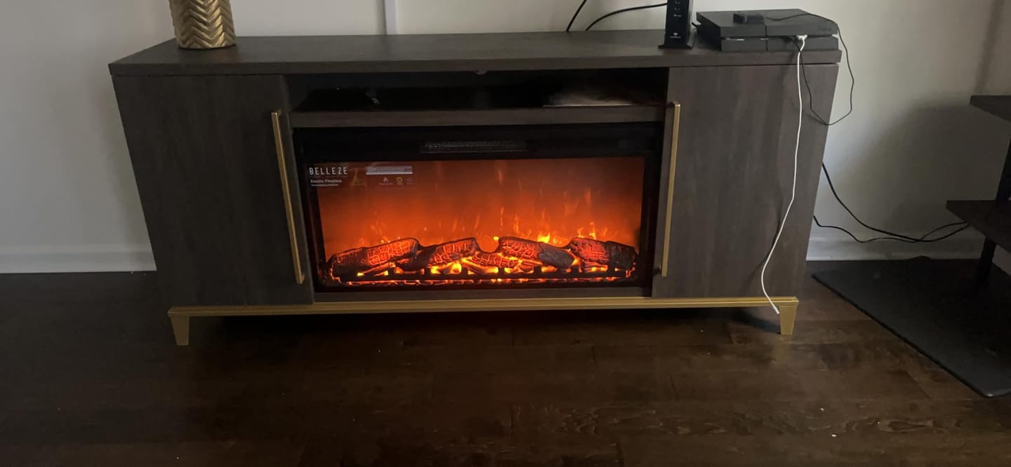 Customer photo review of London 68" White Fireplace TV Stand