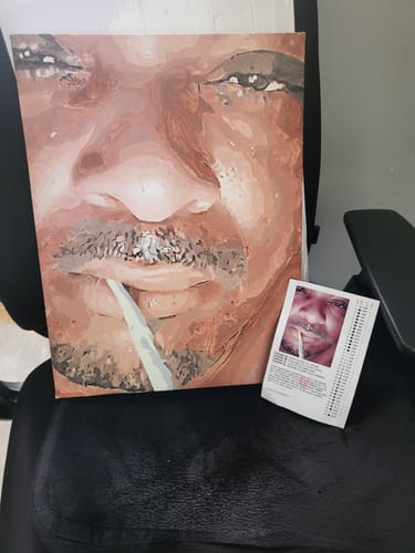 Customer photo review of Custom Pre-Framed Canvas Paint by Number Kit - Upload Your Photo - Brush Set Included