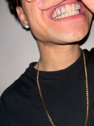 Customer photo review of 2 ICED OUT SILVER WITH CZ'S
