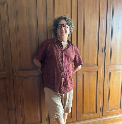 Customer photo review of Chemises rayées à manches courtes en coton respirant pour hommes