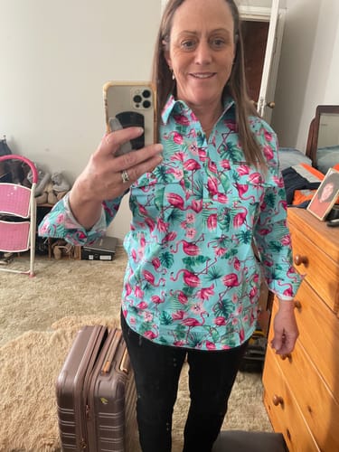 Customer photo review of Flamingo Women’s Half Button Workshirt