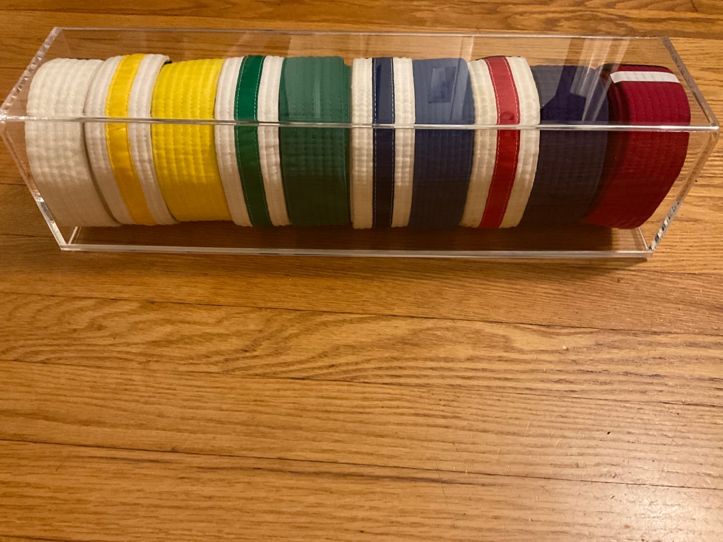 Customer photo review of Versatile Acrylic Display Case with Slide Back and Size Options
