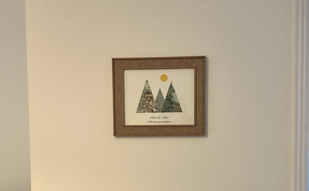 Customer photo review of Personalised Travel Map Mountain Print