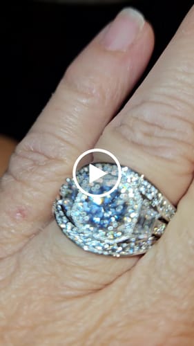 Customer video review of Halo Art Deco CZ Ring Set in Sterling Silver