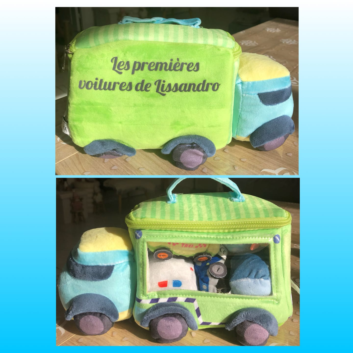 Customer photo review of Personnalisée Premier Ensemble de Jouet Sonore en Peluche de Voiture pour Bébé