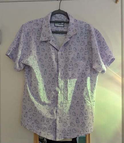 Customer photo review of Lilac Anime Bunnies Button Up Shirt