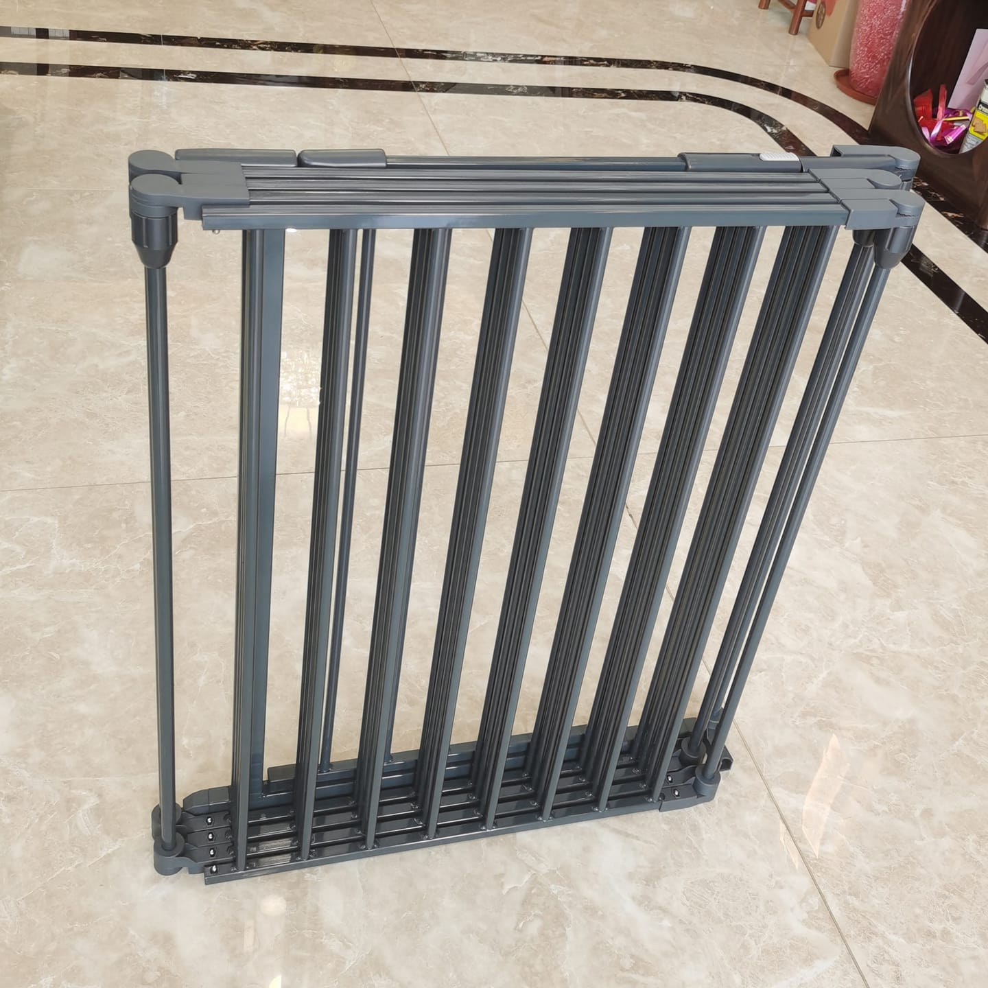 Customer photo review of FairyBaby 3/6/8-Panel Wall-Mount Baby Gate,White/Charcoal Gray