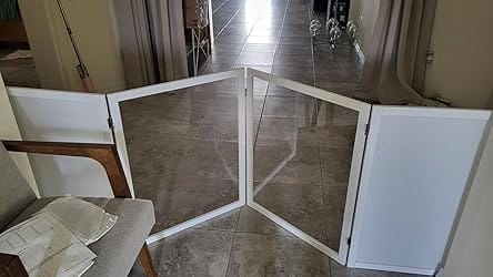 Customer photo review of FairyBaby Clear Freestanding Foldable Dog Gate